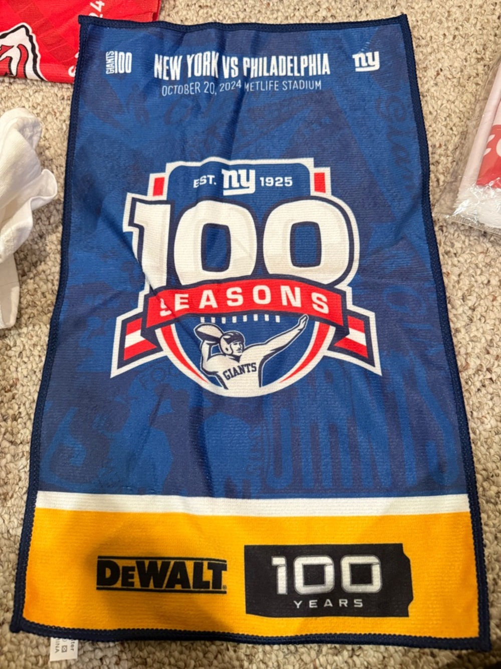 x New York Giants 100 Seasons Commemorative Blue & Gold Rally Towel